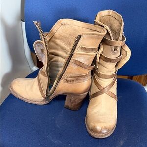 Freebird Tan Leather Heeled Boots